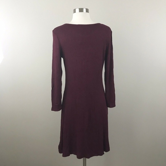Soft & Sexy AEO Maroon Womens Small Knit Dress Long Sleeve NWT Keyhole Neck - Picture 4 of 5